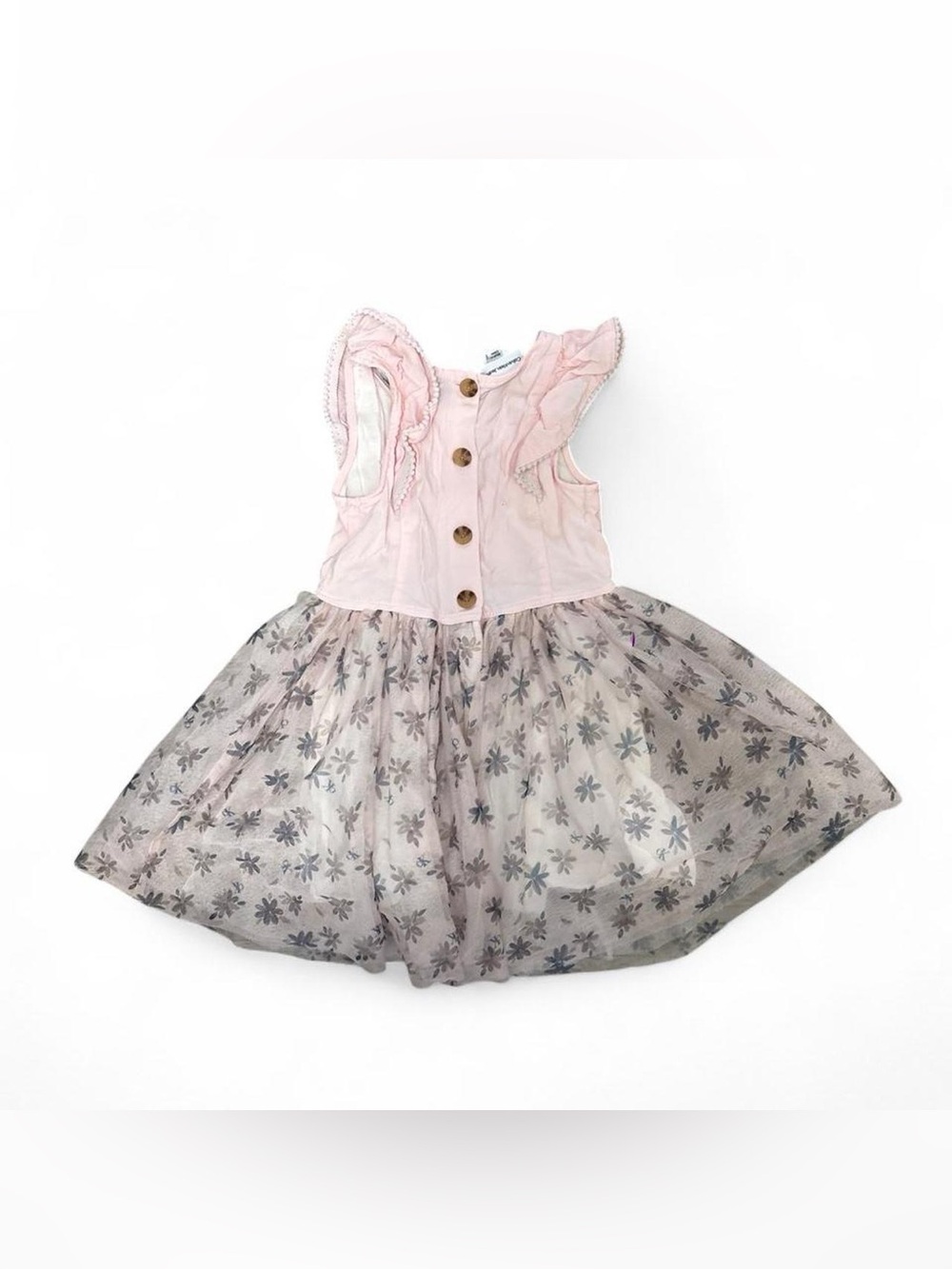 ✨Calvin Klein Pink baby dress with gray floral print, size 4T✨